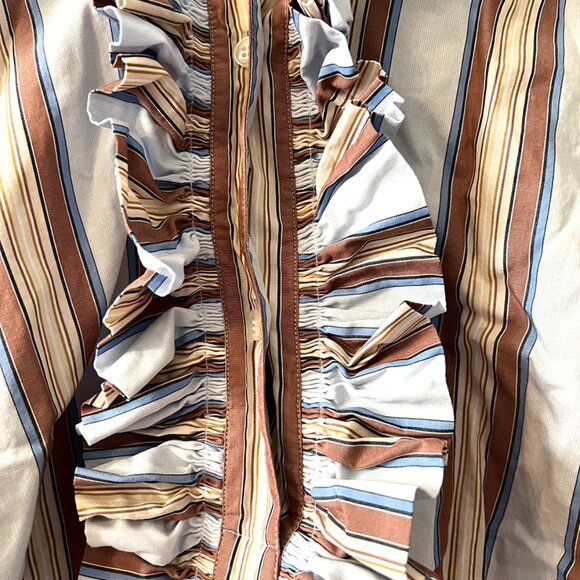 Tory Burch Ruffle Puff Sleeve Shirt - Size M - Picture 3 of 5